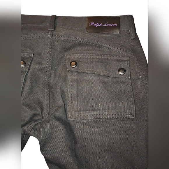 Ralph Lauren Purple Label 32 Black Cargo Biker Moto Zipper Jeans Italy Rare - Picture 6 of 11